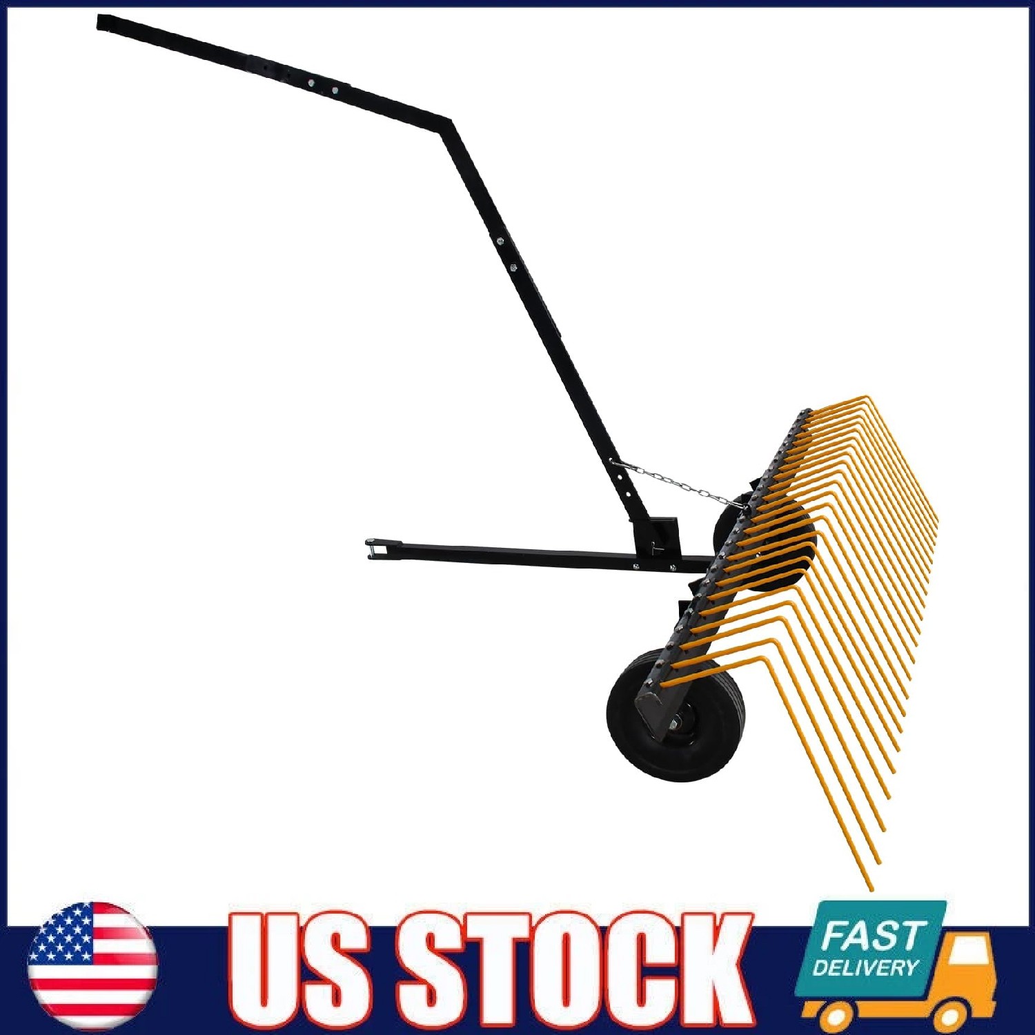 60" ATV Tow Behind Steel Pine Straw Rake ,ATV Landscape Rake Corrosion Resistant