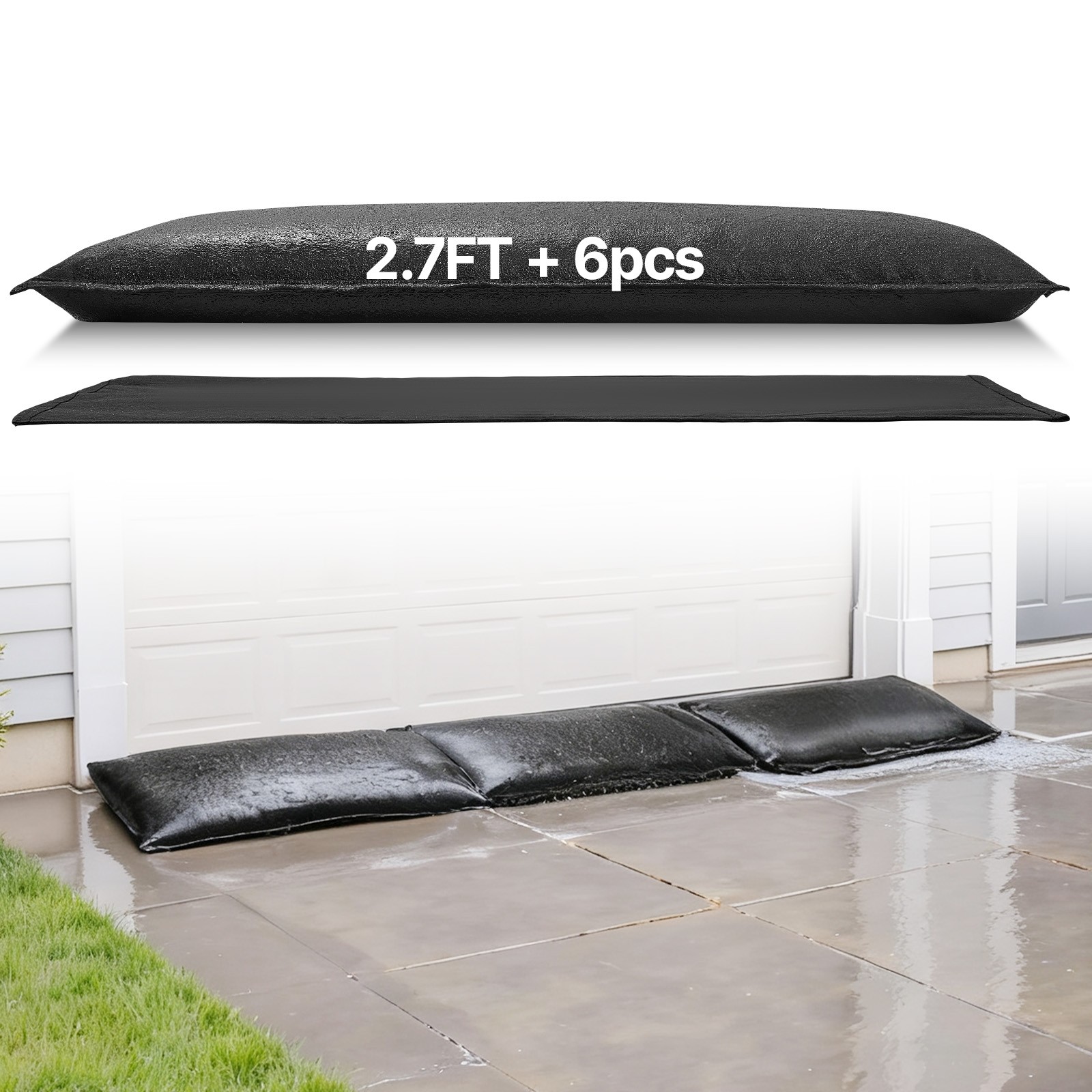 VEVOR Quick Dam Flood Barrier 2.7 x 1.4ft Length Flood Protection Bags 6 Packs