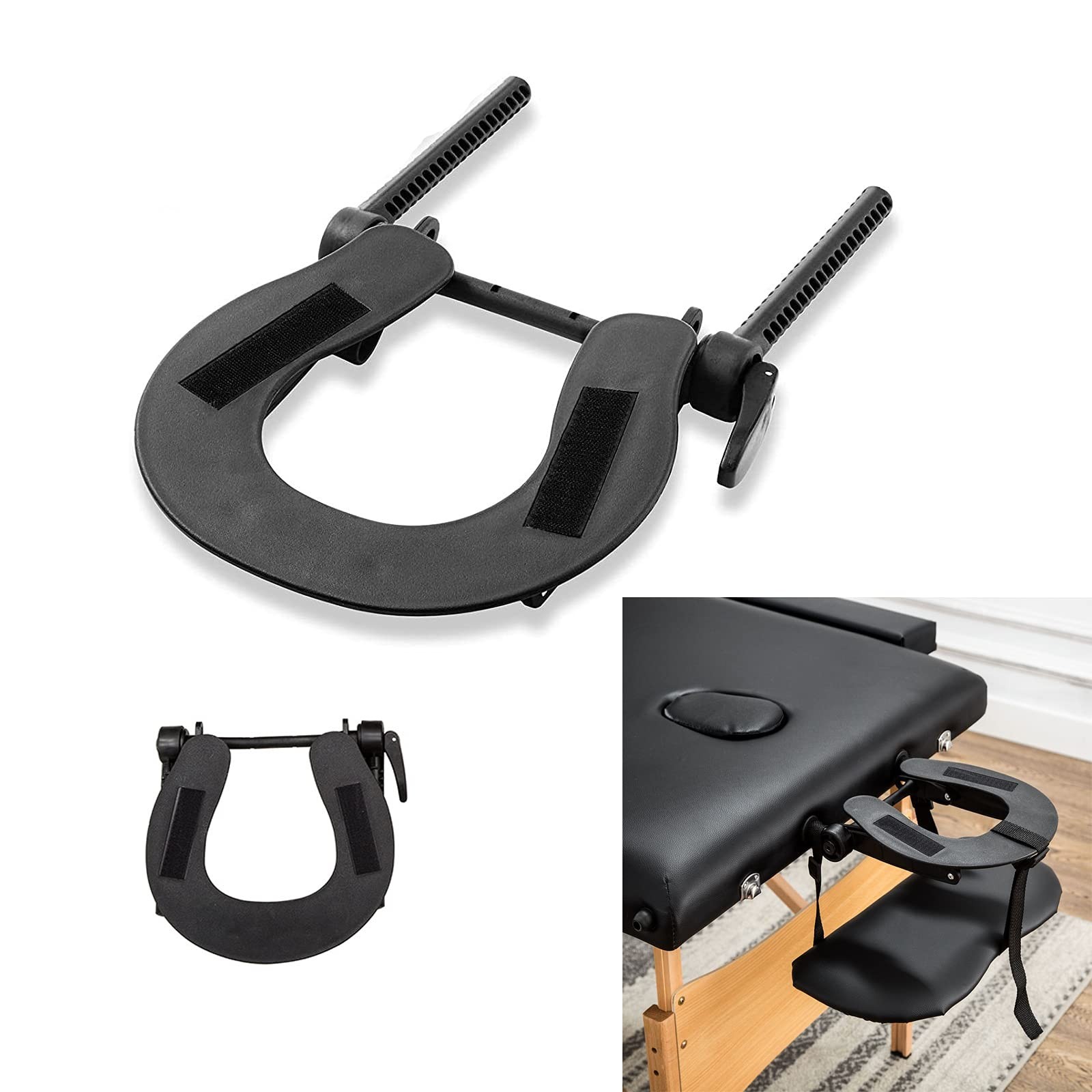 Adjustable Massage Table Face Cradle - Universal Black Headrest for Comfort & Su
