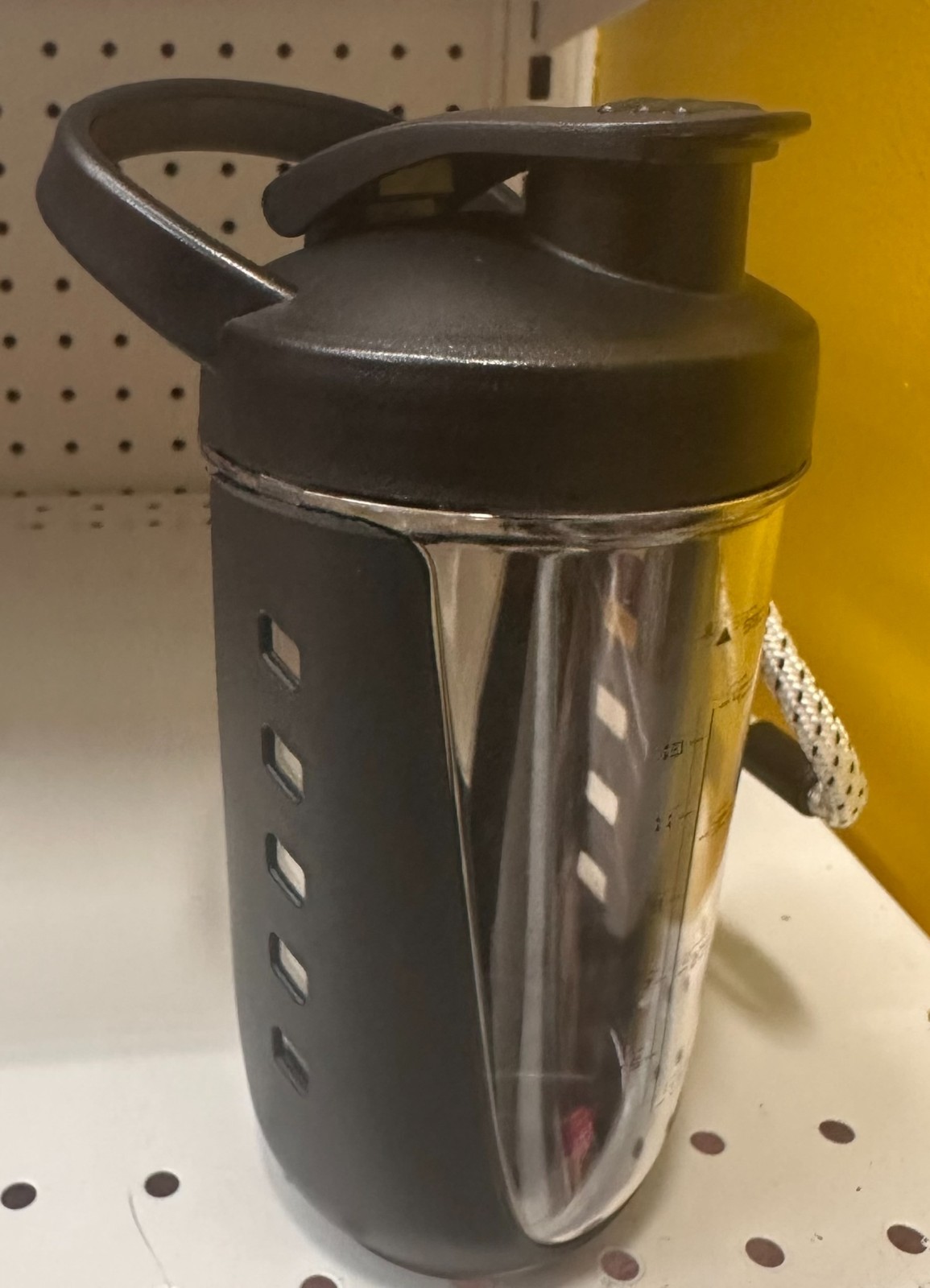 Resuable Water Bottle With Handle & Rope Strap, Flip-Top Lid,590ml - Black