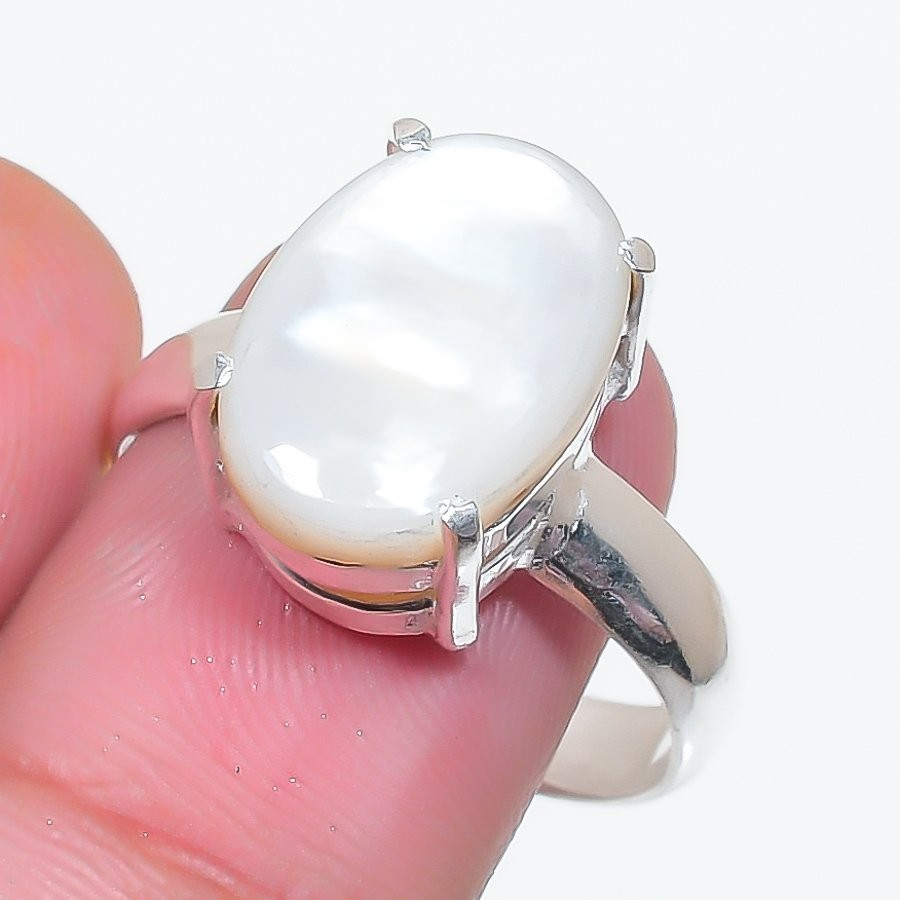 Natural Mother of Pearl Gemstone 925 Sterling Silver All Size Ring For Gift