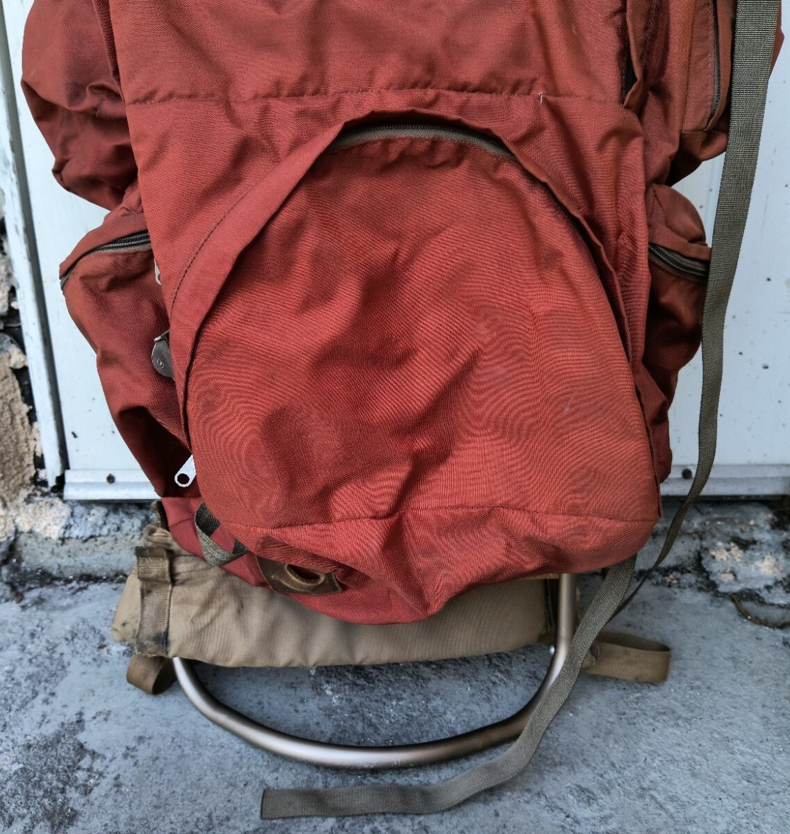 JANSPORT External Frame Pack Cushion Tip Wings BURNT ORANGE HIKING BACKPACK