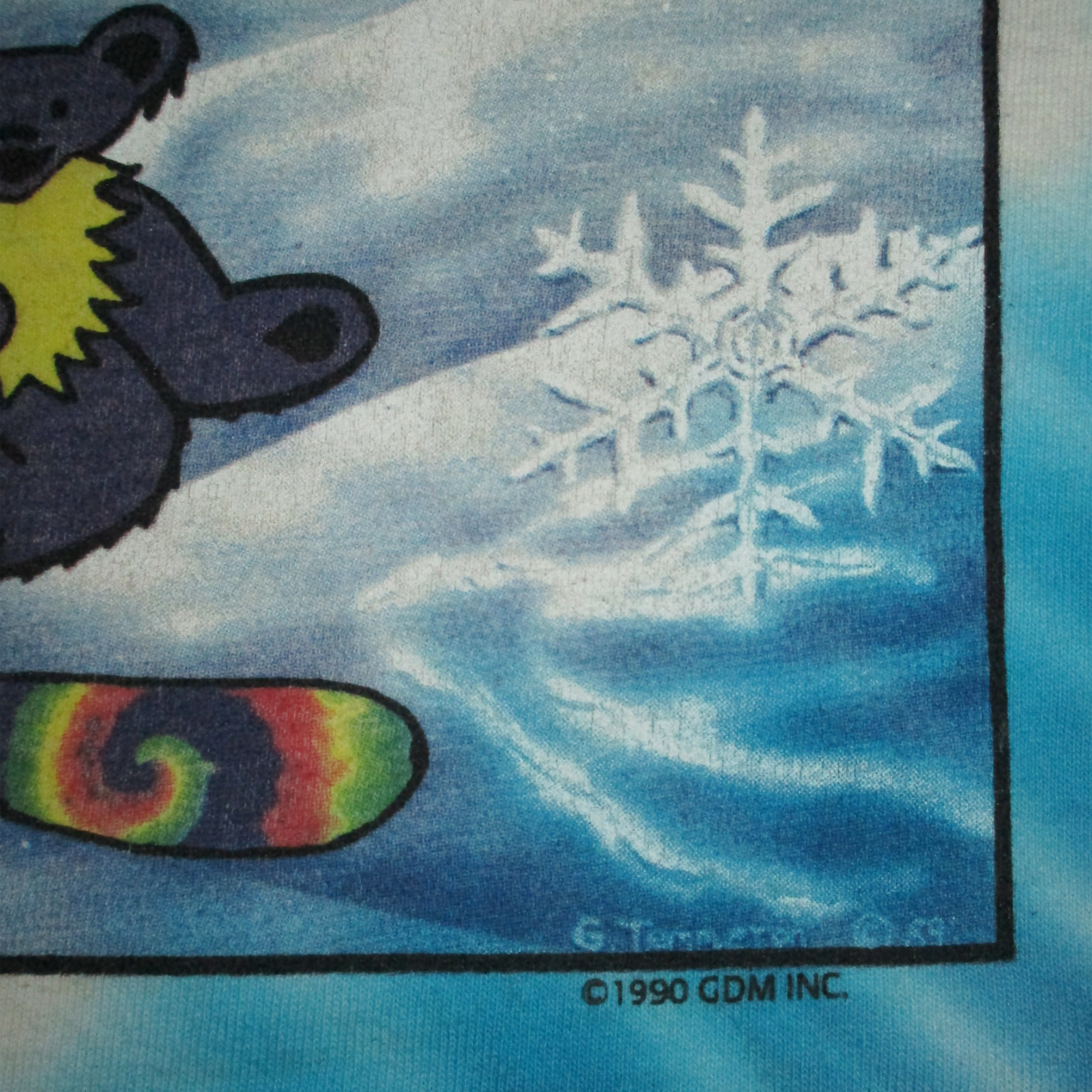 Vintage 1990 Grateful Dead Tie Dye Snowboarding Bears T-Shirt Sundog Size S