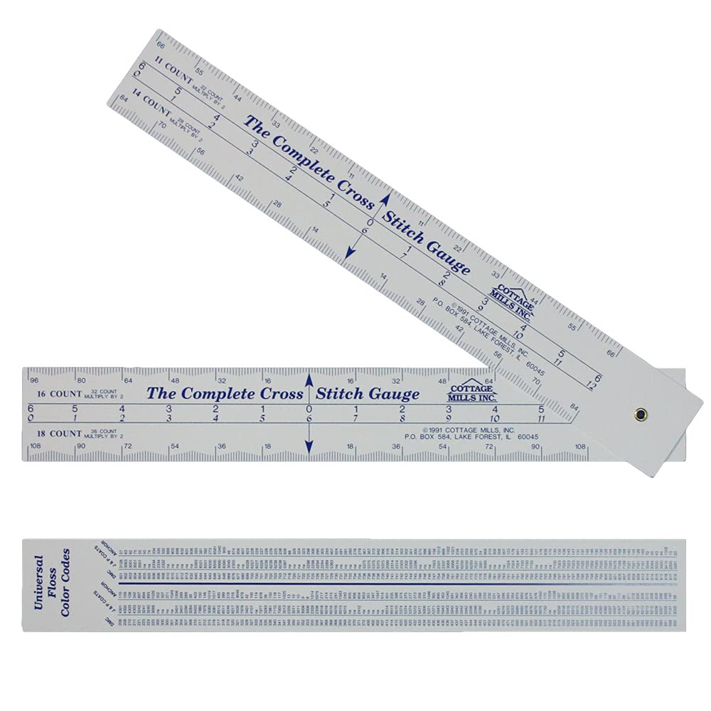 Complete Cross Stitch Gauge – Scales for 12 Fabric Counts + Floss # Chart