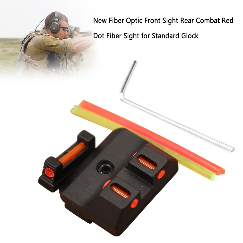 Fiber Optic Front Sight Rear Combat Red Dot Fiber Sight for Standard Glock UE