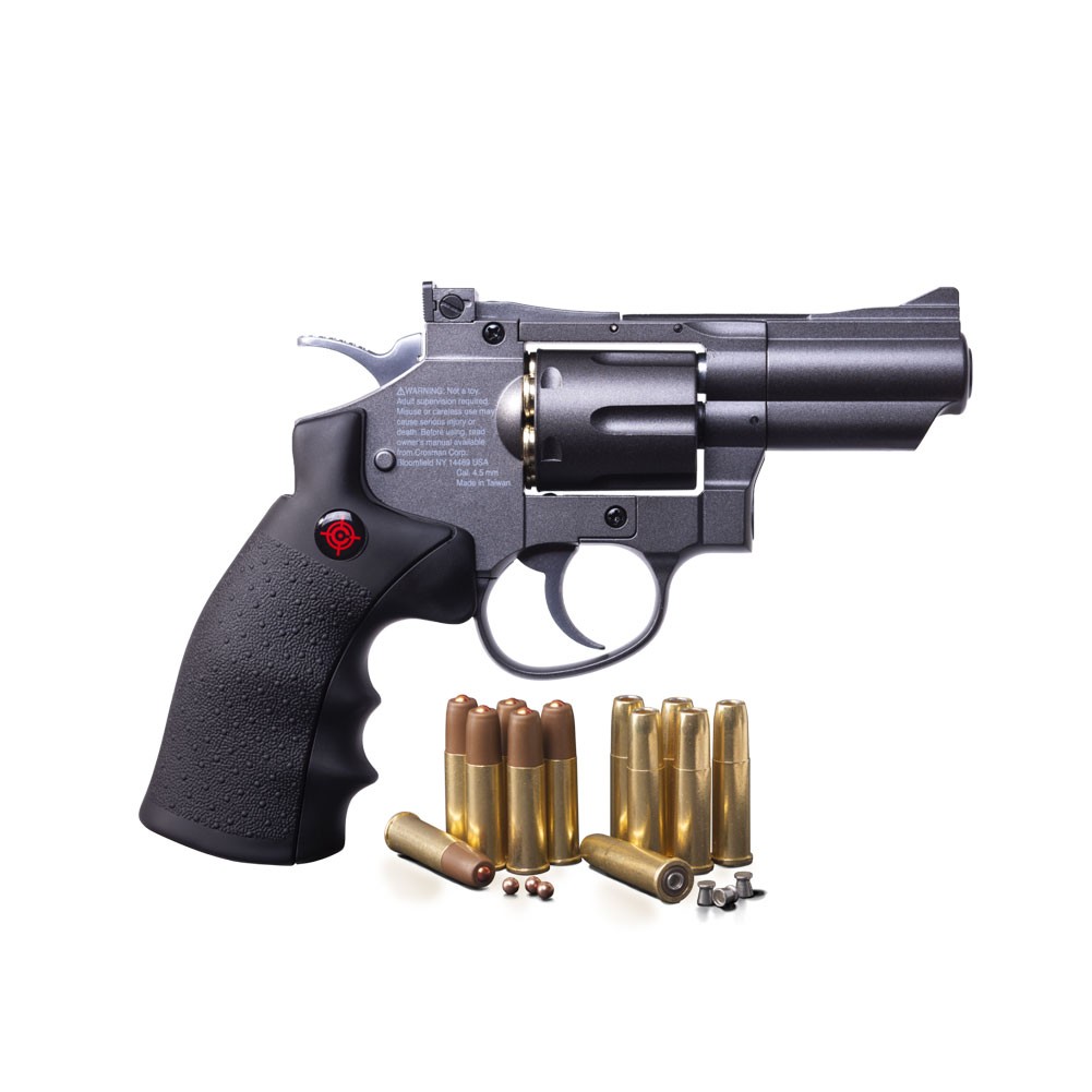 CROSMAN Blk/Gray CO2 Powered, Dual Ammo Full Metal Snub Nose Air Revolver SNR357