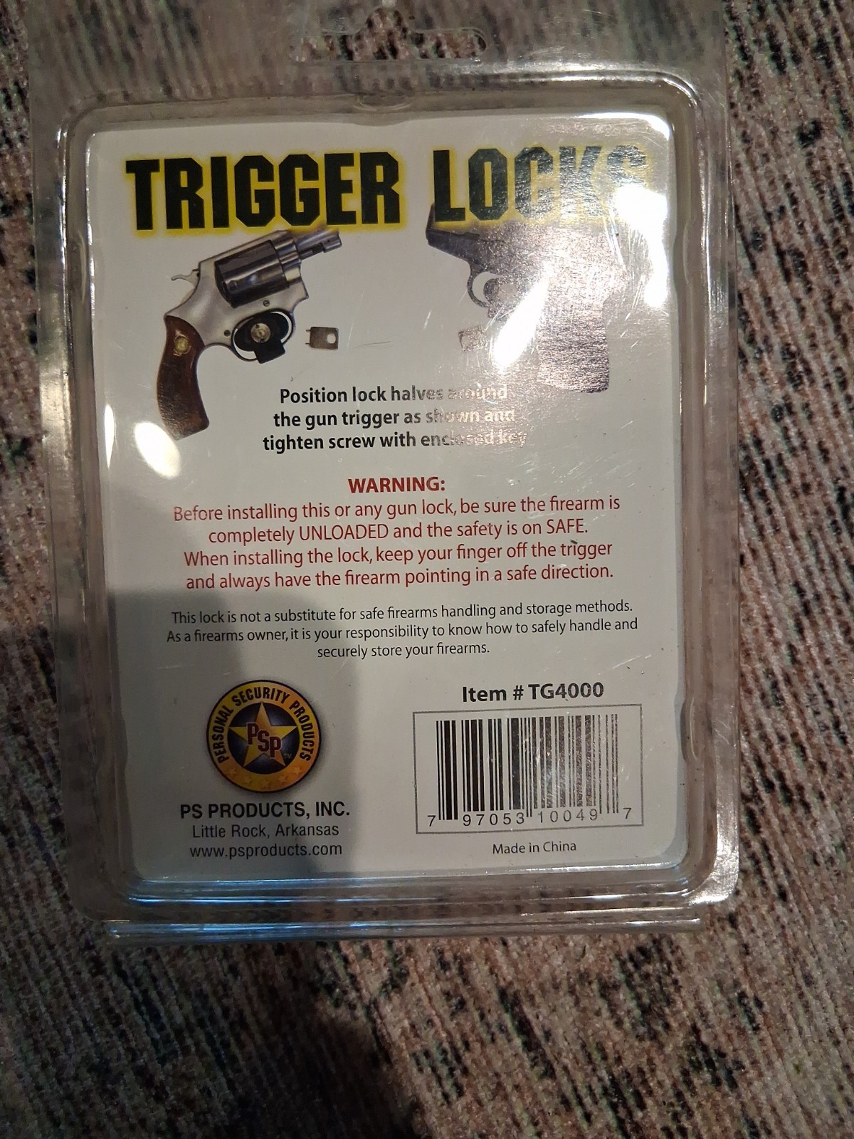 Peace Keeper 4 Pack Trigger Lock Keyed Alike withKeys for Gun Lock Black