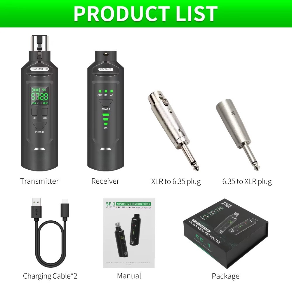 Professional UHF Wireless Handheld Microphone with Wired Conversion Adapter