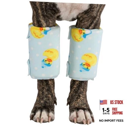 Dog Leg Sleeves for Medium & Large Dogs, Set of 2 Anti-Lick Leg Yellow Blue