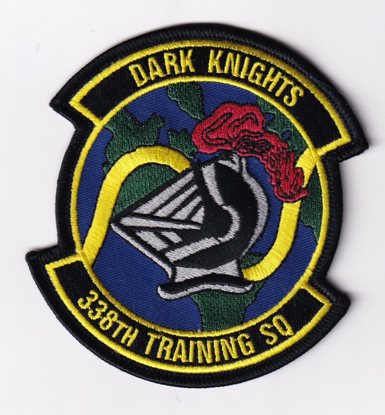 338th Training Squadron, Dark Knights, Embroidered Patch, 4 inch, Hook and Loop