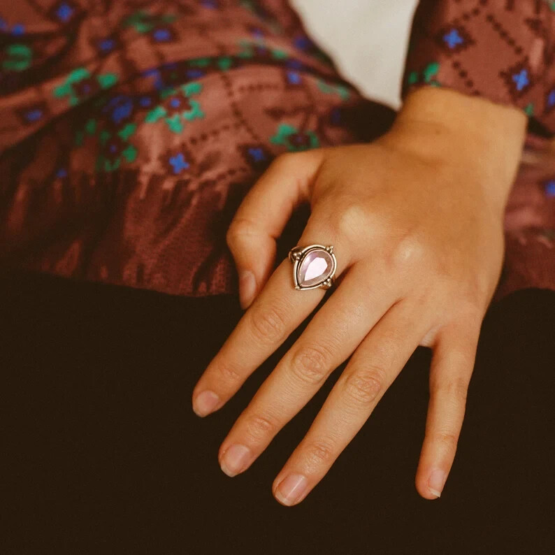 Rose Quartz Ring 925 Sterling Silver Band& Statement Ring Handmade Ring All Size