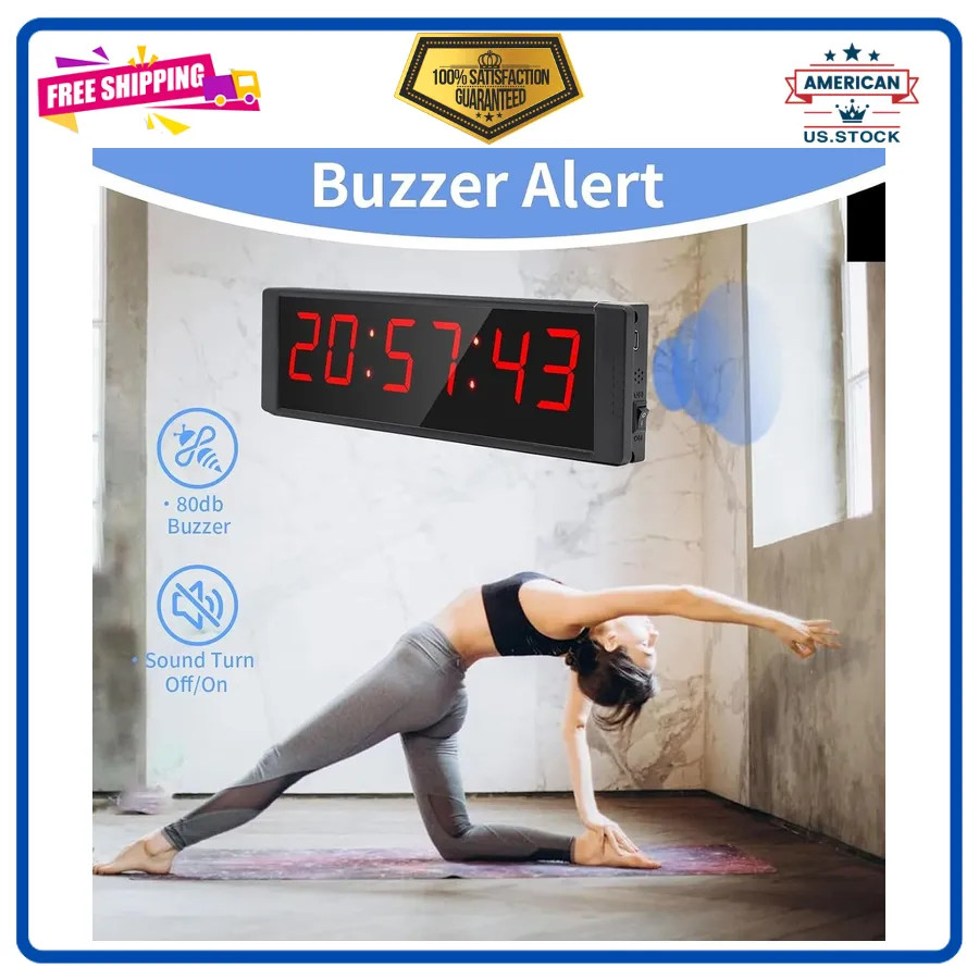 LED Digital Gym Timer with Remote Control Large Interval Countdown Clock Buzzer