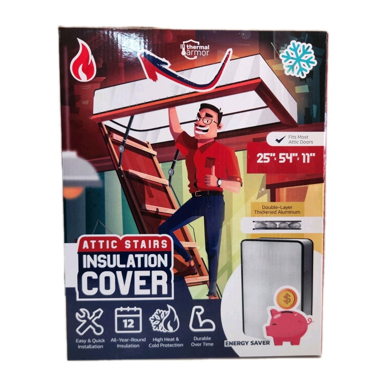 Attic Stairs Insulation Cover 25x54x11 Thermal Aluminum Energy Saver