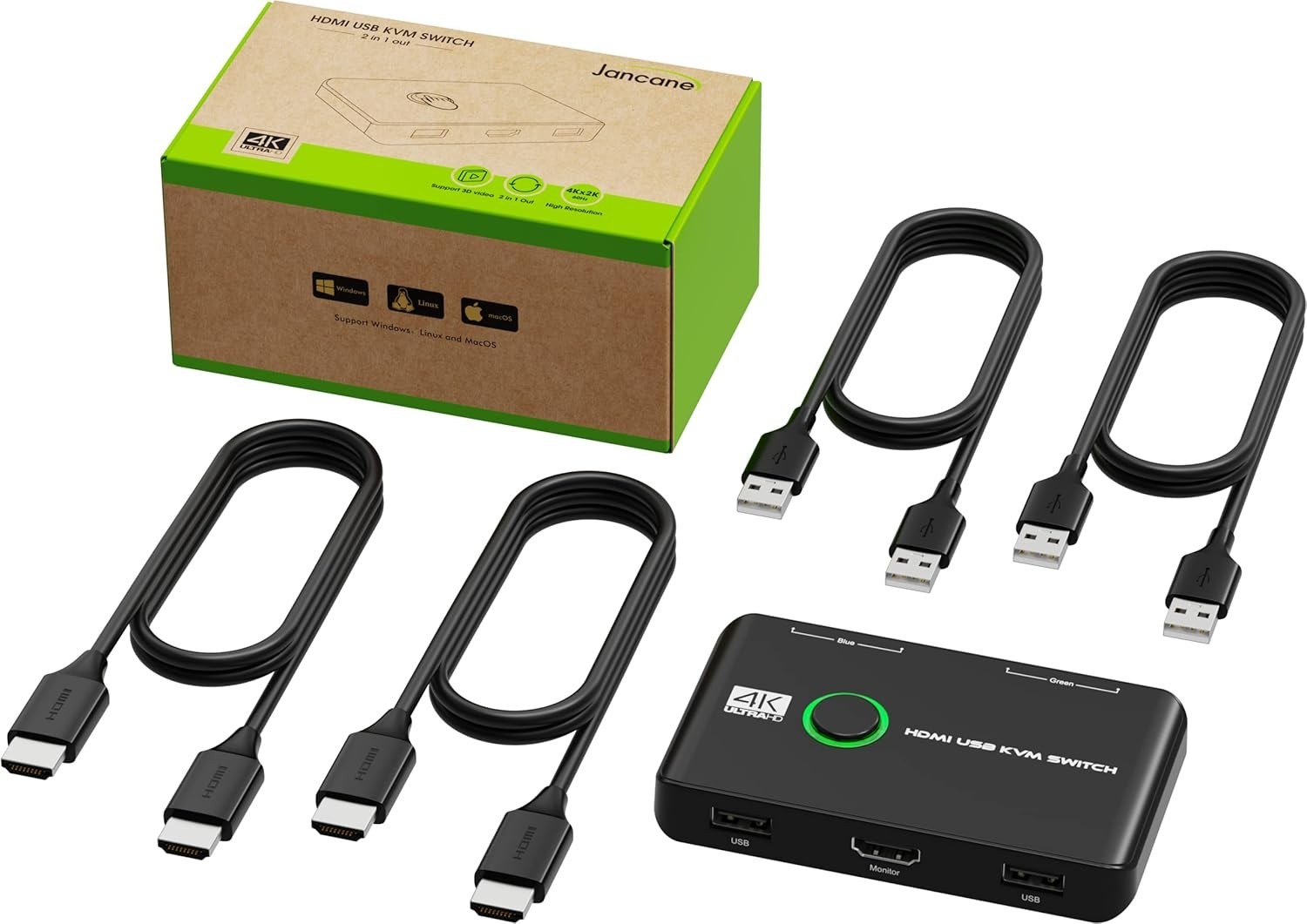 Versatile HDMI & USB KVM Switch for 2 PCs - Driver-Free Plug-and-Play Experience