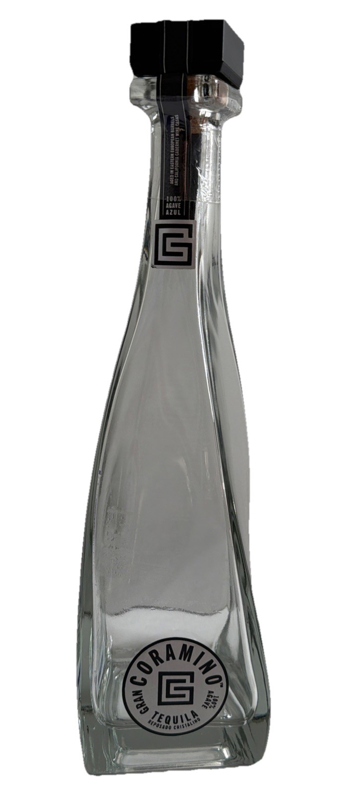 Gran Coramini REPOSADO TEQUILA DECANTER Clear Glass Empty Cork Top Liquor Bottle
