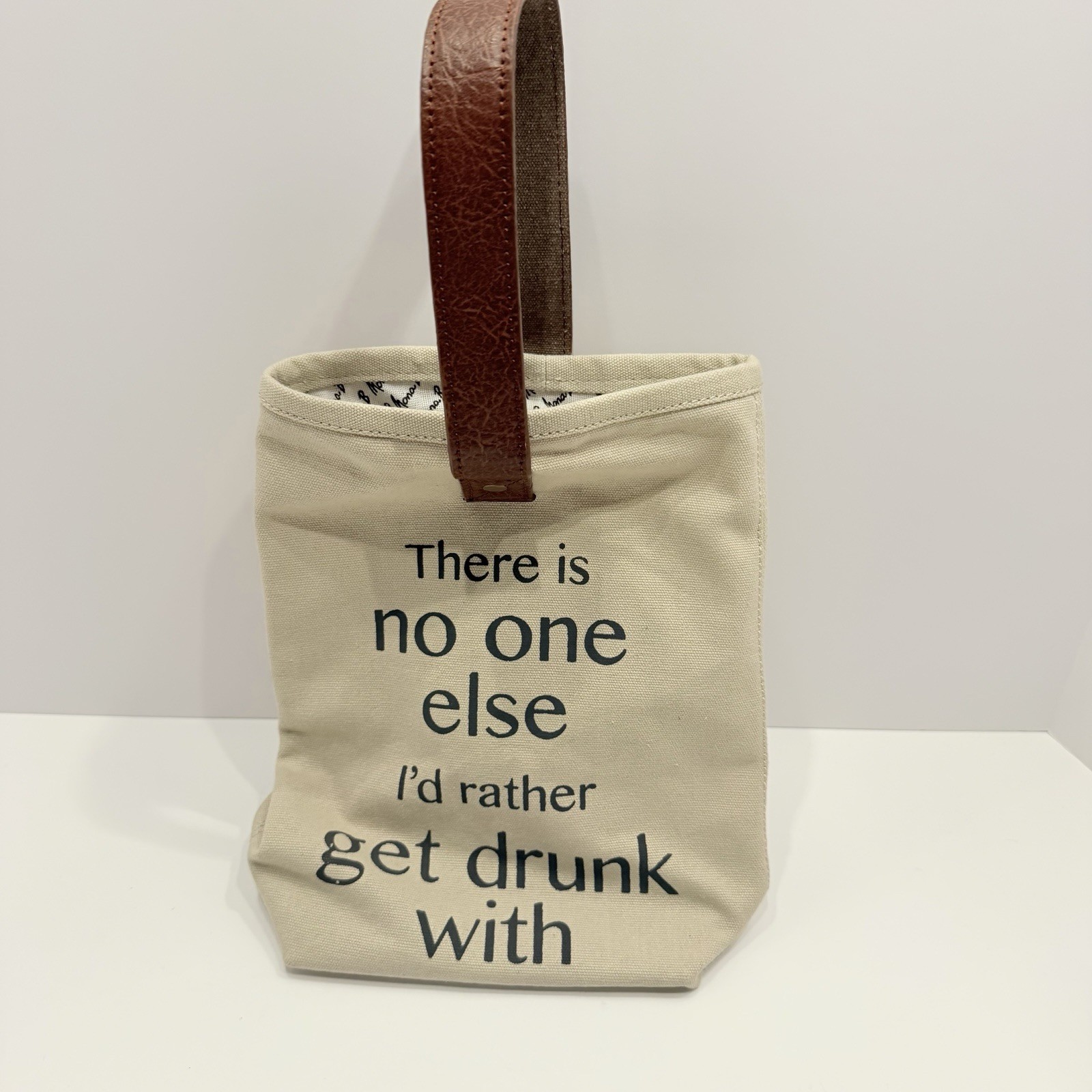 Mona B. Canvas Leather Wine Bag Printed Holds Two Bottles