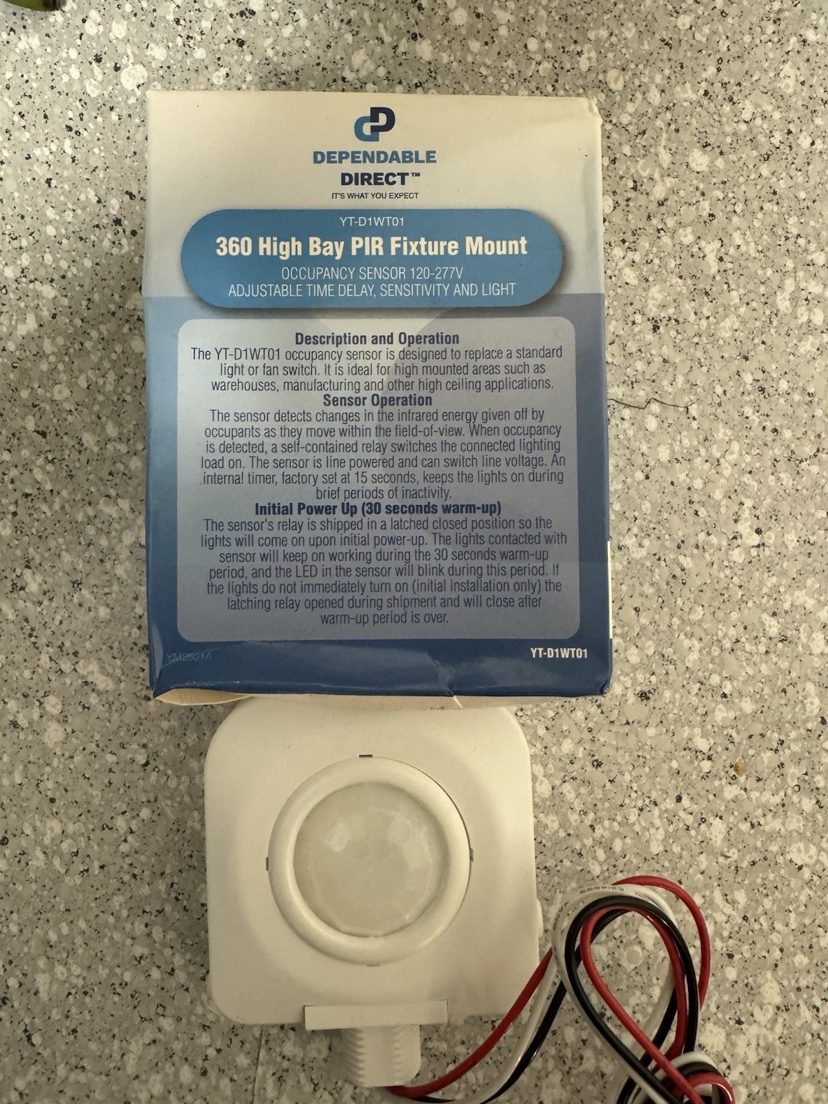 Dependable Direct YT-D1WT01 360 High Bay PIR Occupancy Sensor 120-277V White