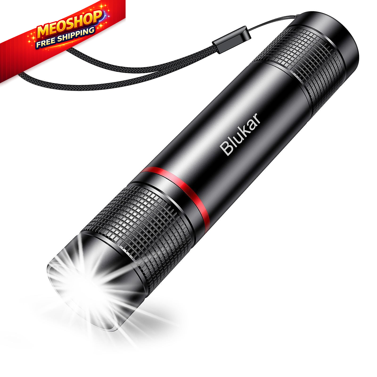 Blukar Flashlight Rechargeable, High Lumens Flashlight, Super 1 Pack, Black