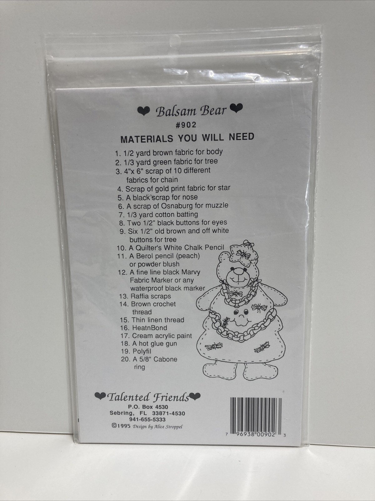 Talented Friends Balsam Bear Wall Hanging Pattern - NEW 11” X 18” #902