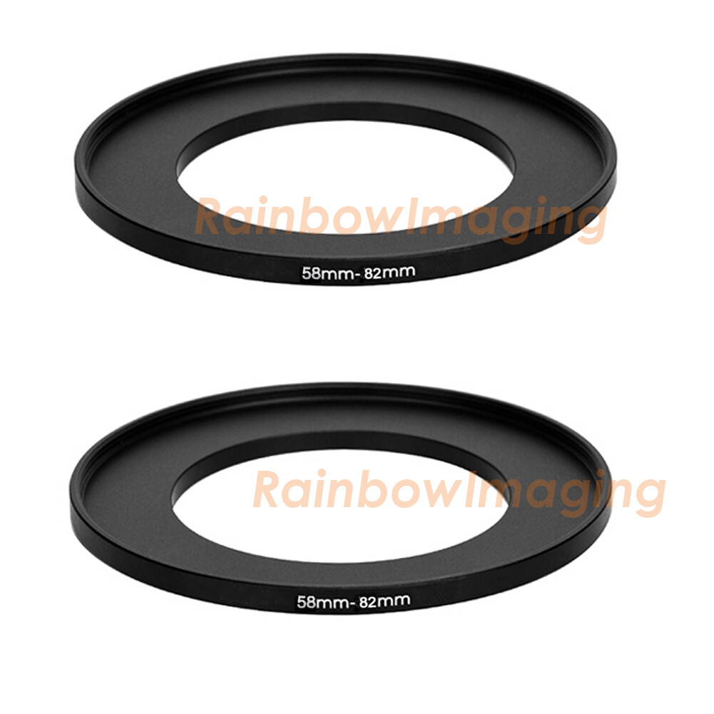 (2 Pcs ) 58-82mm 58 mm to 82 mm Metal Step Up Lens Filter Ring Adapter US Seller