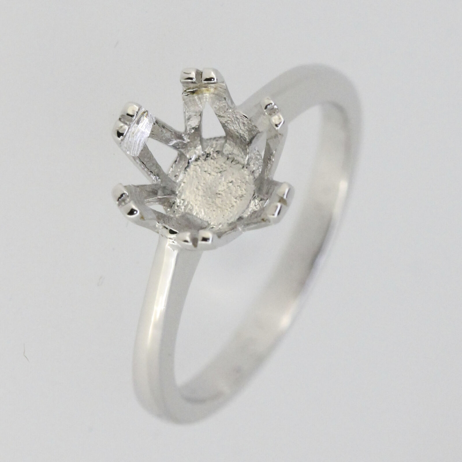Sterling Silver Semi Mount Ring Setting RD 8x8mm Topaz