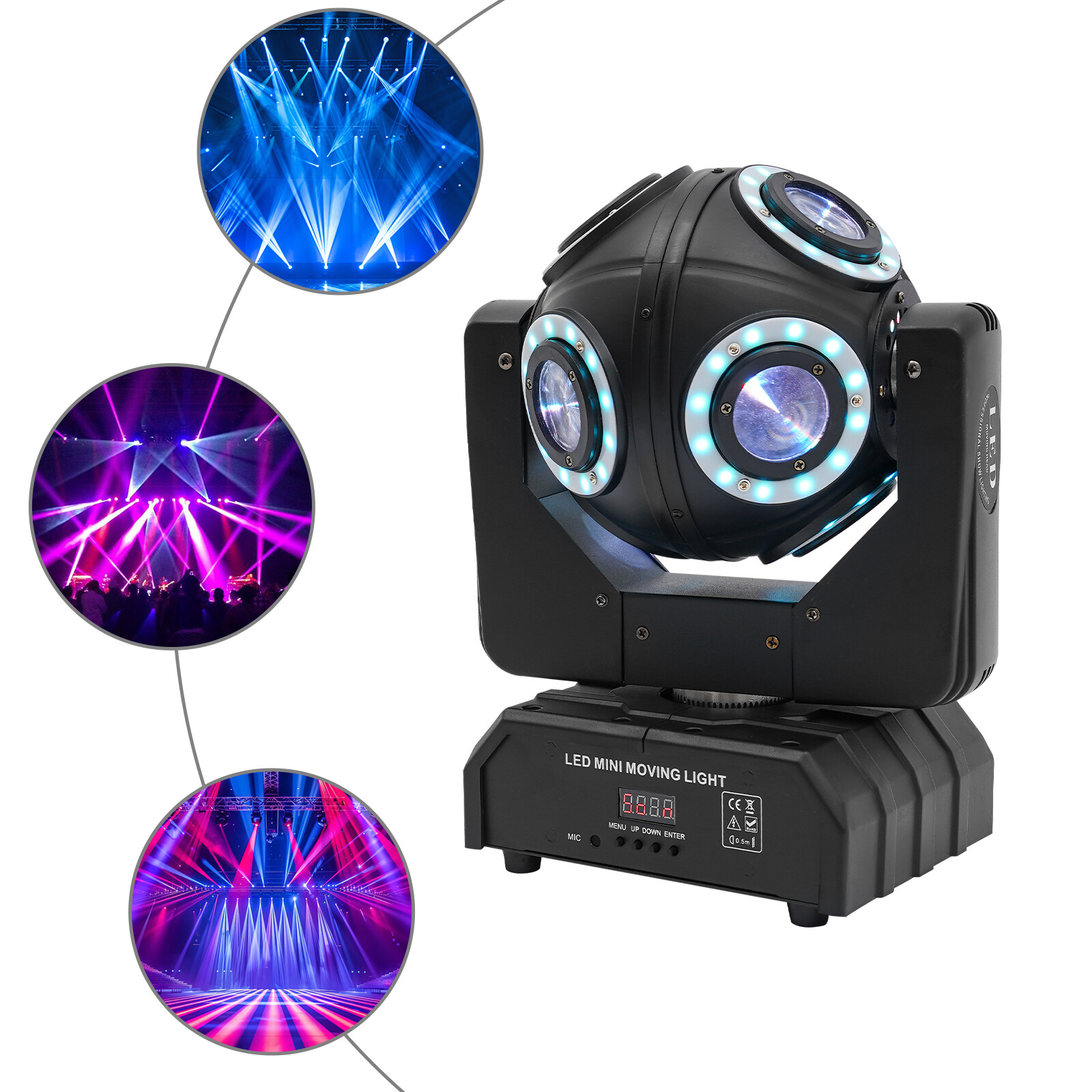 LED 8-Head Rotating Moving Light Moving Head Lamp Stage Effects RGBW DMX512