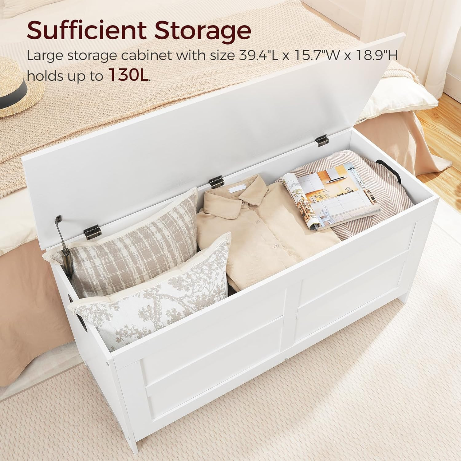 Storage Chest, 39.4” Large Toy Chest, Entryway Storage Trunk, Storage Bench with