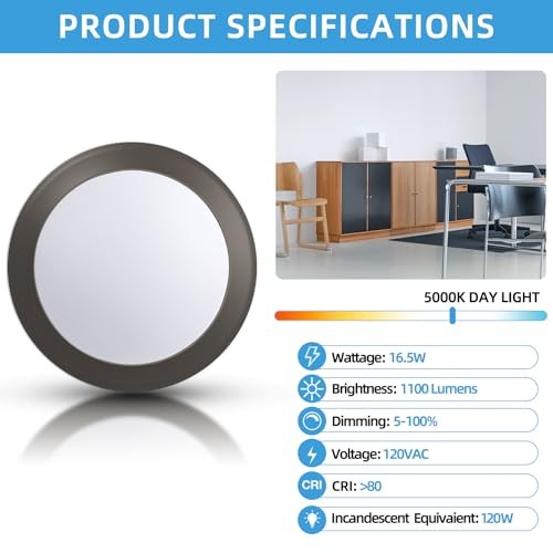 LED Flush Mount Ceiling Light, 5/6inch Surface 6 - Pack 5000K (Day Light)