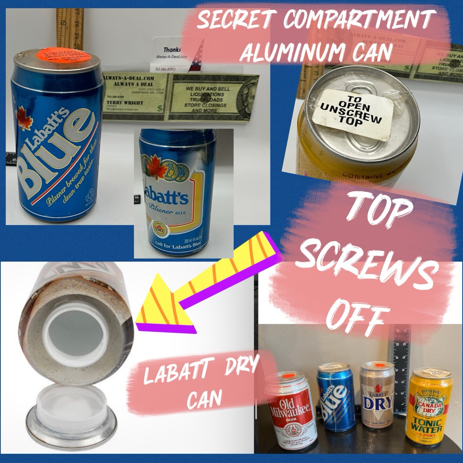 LABATT’S BLUE Beer Can Hidden Safe Secret Stash CRUISE CAN Compartment Fake NEW