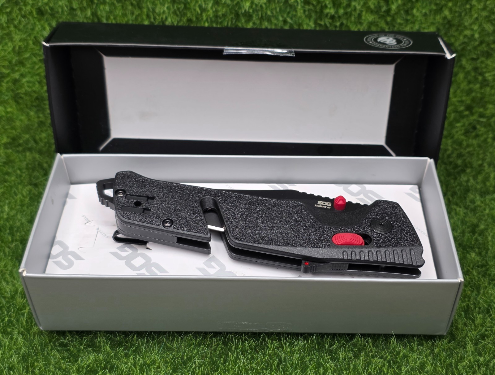SOG #11-12-02-41 Trident AT Black/Red 3.7" Assisted Folding Knife D2 Serrated