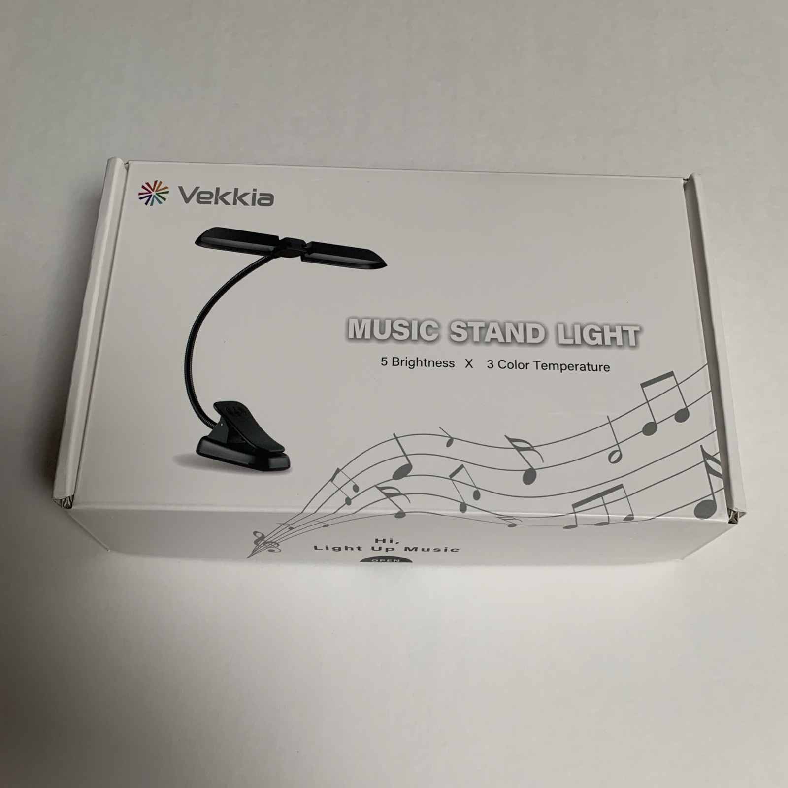 Vekkia Black Music Stand Light.5 Brightness x 3 color Temperature.Used in good.