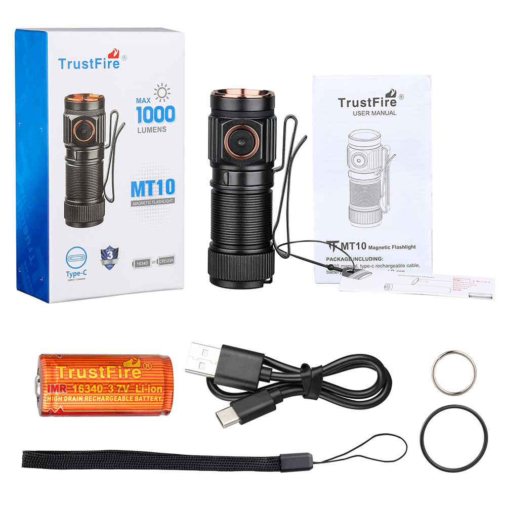 TrustFire 1000 Lumen Flashlight EDC Flashlight Rechargeable 5 Mode（MT10）