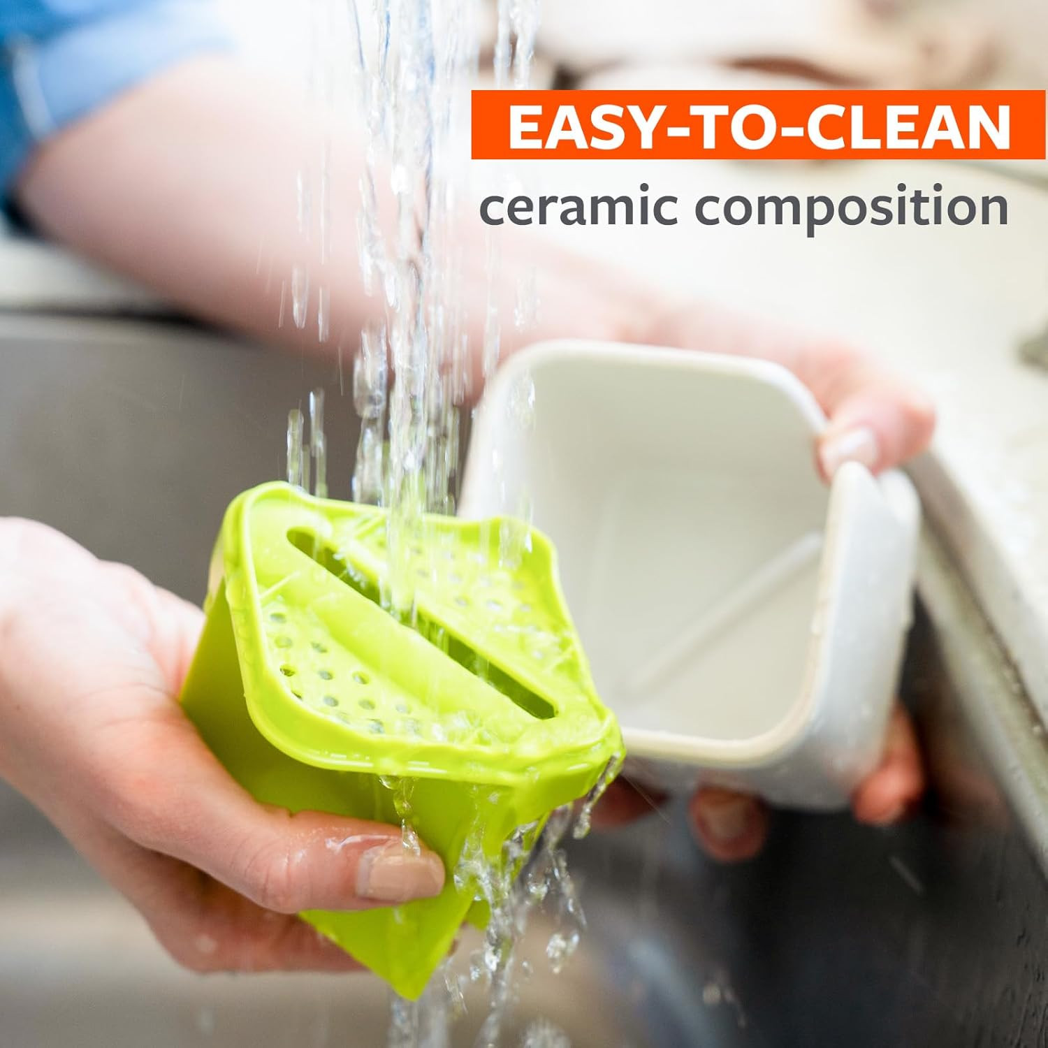 Full Circle Sinkside Ceramic Cleaning Station - Kitchen Sink Caddy & Sponge Hold
