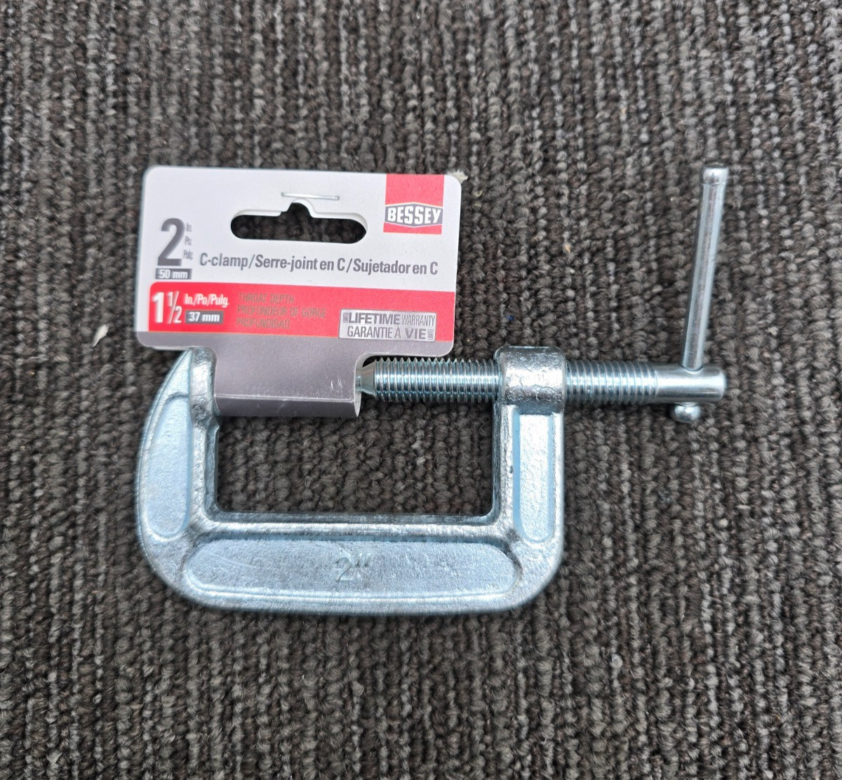(QTY 2) Bessey CM20: Force Steel Drop Forged Light Duty C-Clamp 2" x 1-1/2"