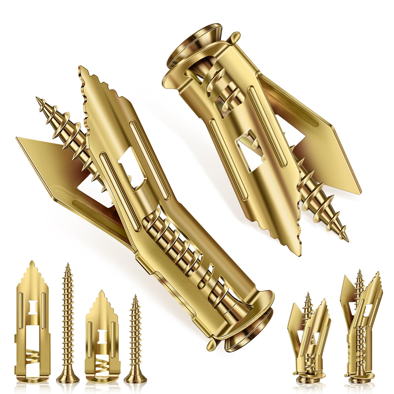 160 Pcs Self-Drilling Drywall Anchors with Screws, Zinc Plated, No Drill Needed