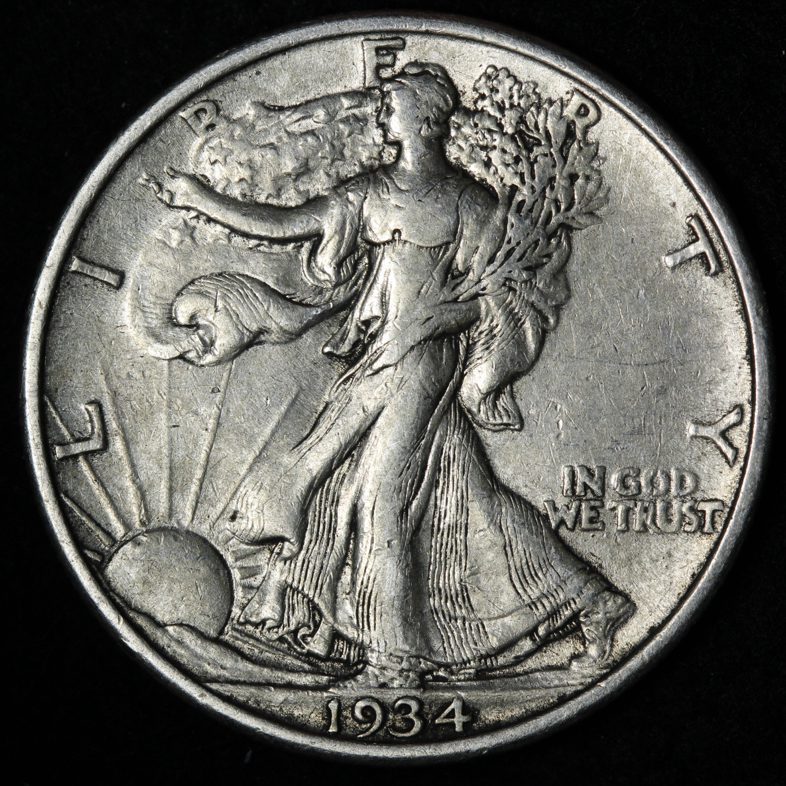 1934 Walking Liberty Silver Half Dollar AU E357 AUCB