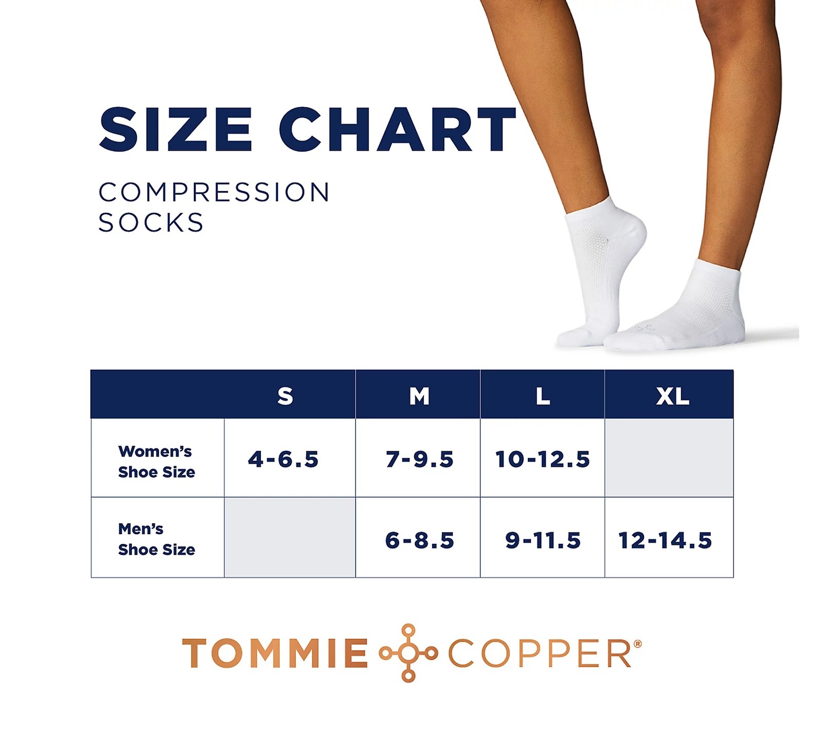 2 Pack Tommie Copper 6 Pack SnugStay Compression Socks - Basic Medium Ankle
