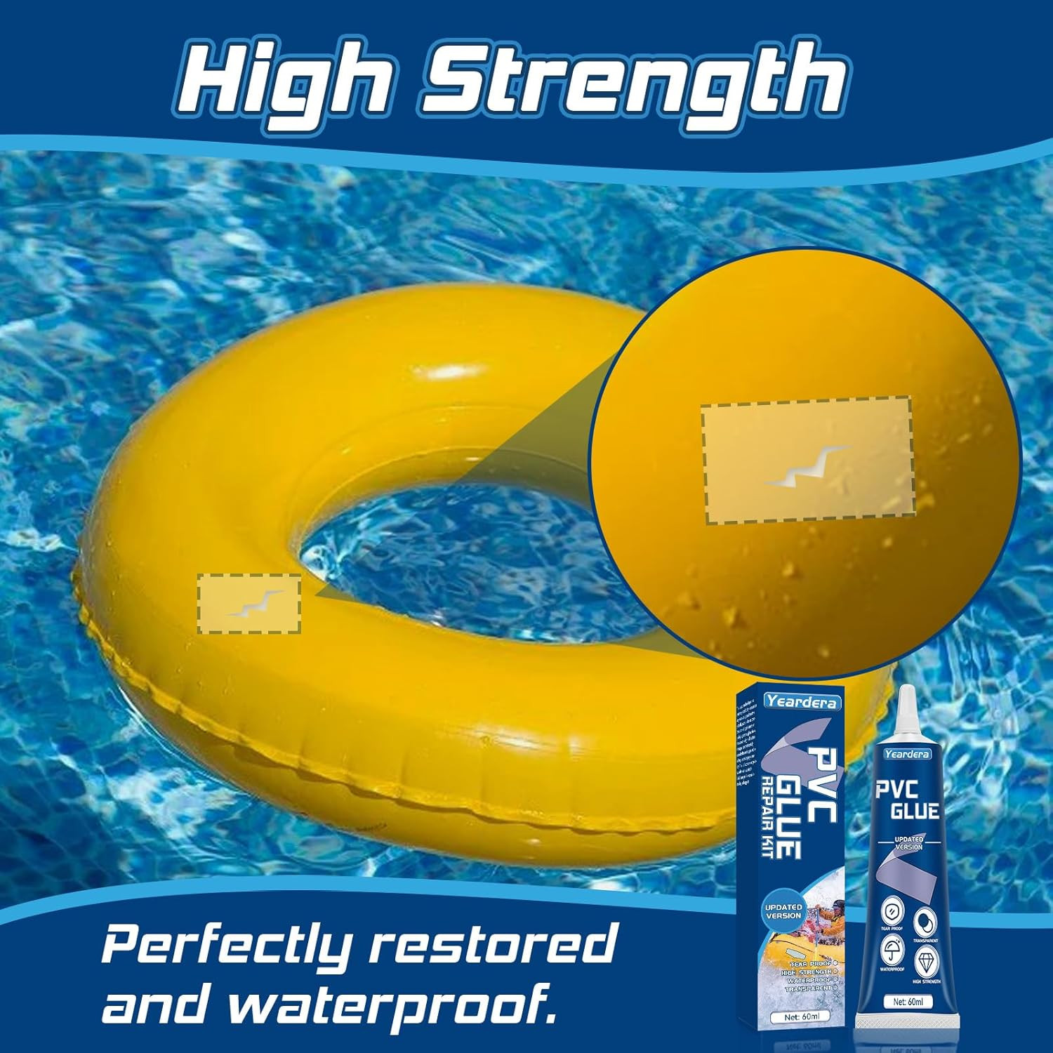 Air Mattress Patch Kit, Waterproof Vinyl Repair Kit, High Strength PVC Adhesive