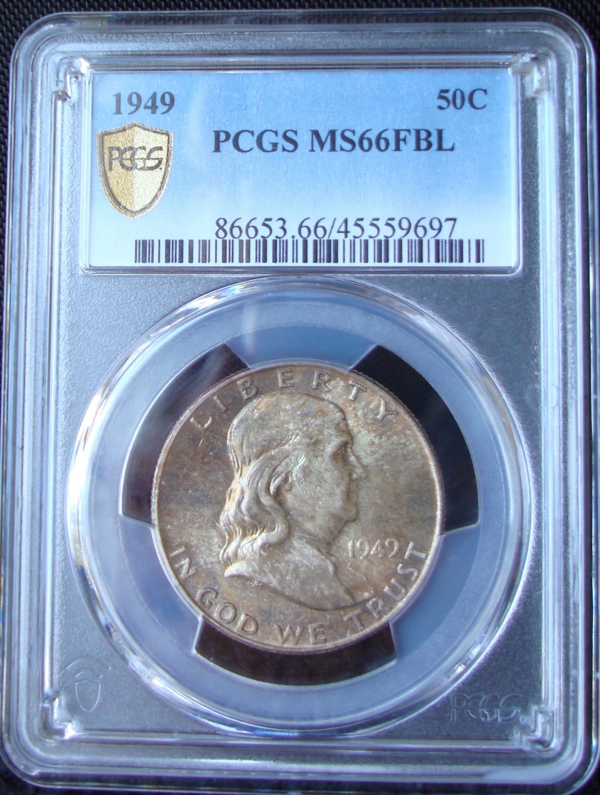 1949 Franklin Silver Half Dollar - PCGS MS 66 FBL - Gold Shield