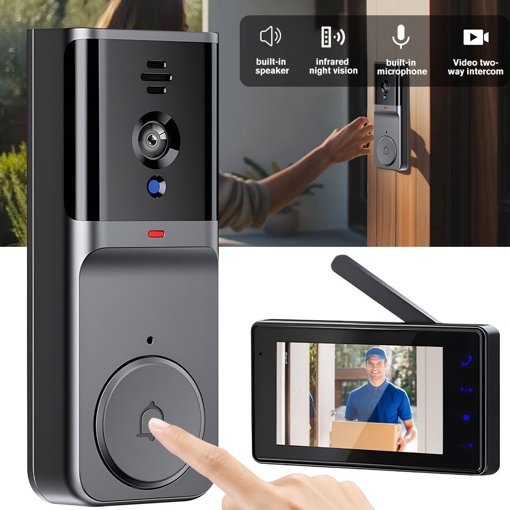 Intelligent Smart Video Intercom System Wireless Visual Doorbell W/Touchscreen