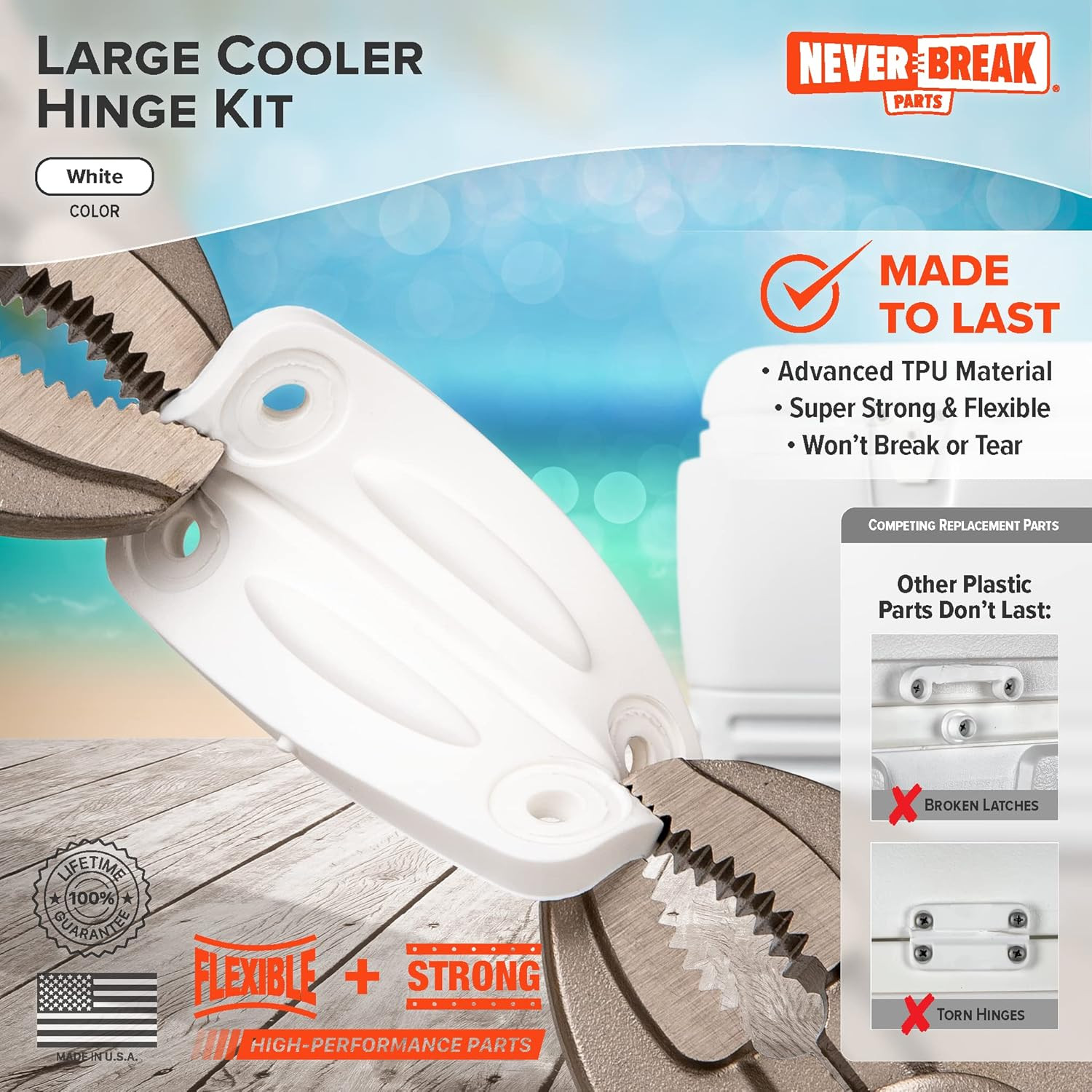 Neverbreak Parts - 3 Pack Igloo Cooler Replacement Hinges, High Strength Igloo C