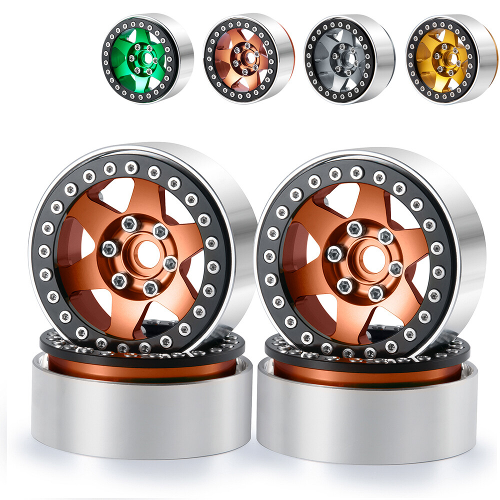 4Pcs 1.9" Beadlock Wheel Rims 25MM For RC 1/10 Model Crawler Cars Upgrades USA