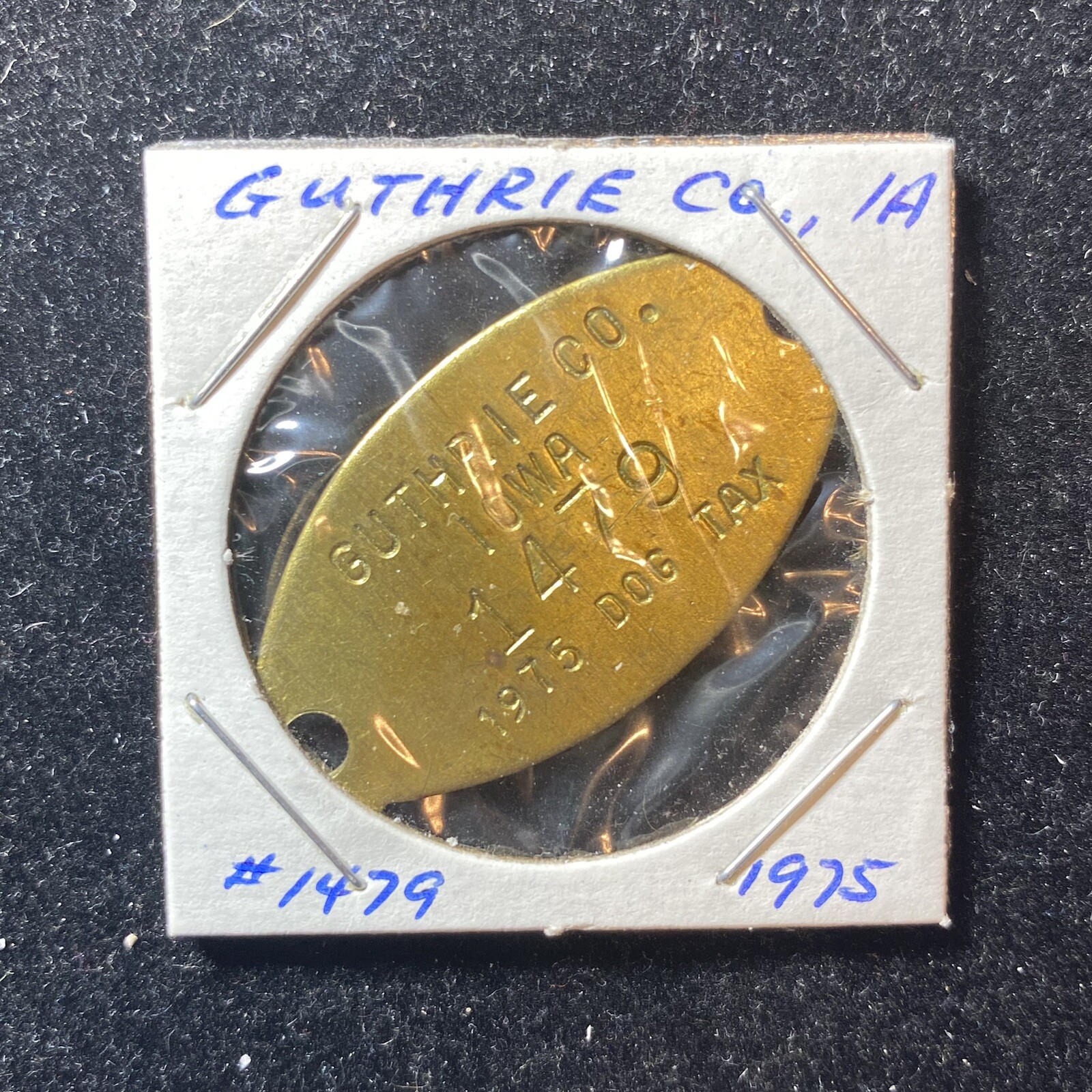 1975 Guthrie Co. IA Dog Tax Tag #1479. Our C973