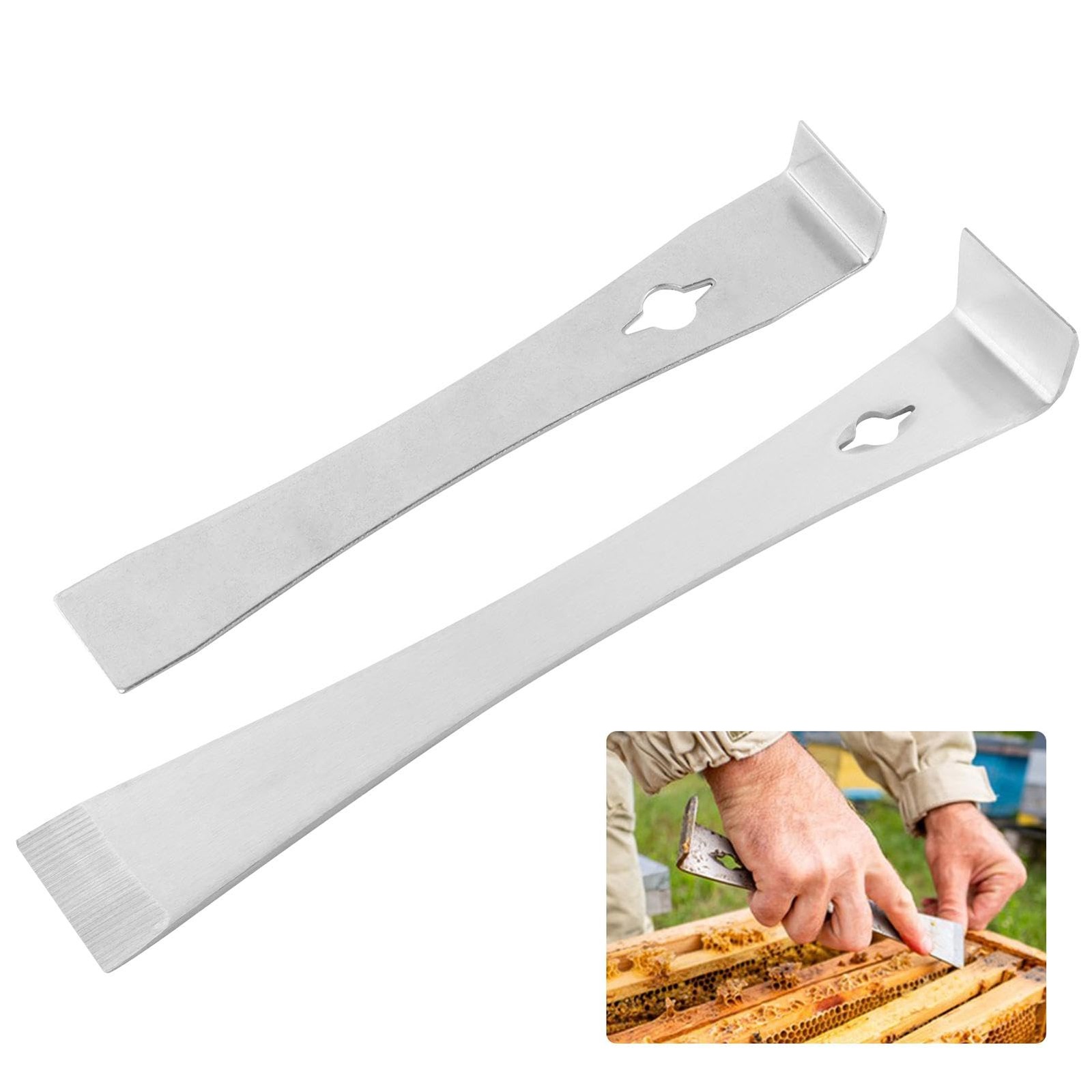 2Pcs Stainless Steel Pry Bar Scraper Set, 7-1/4" & 9-1/4" Flat Small...