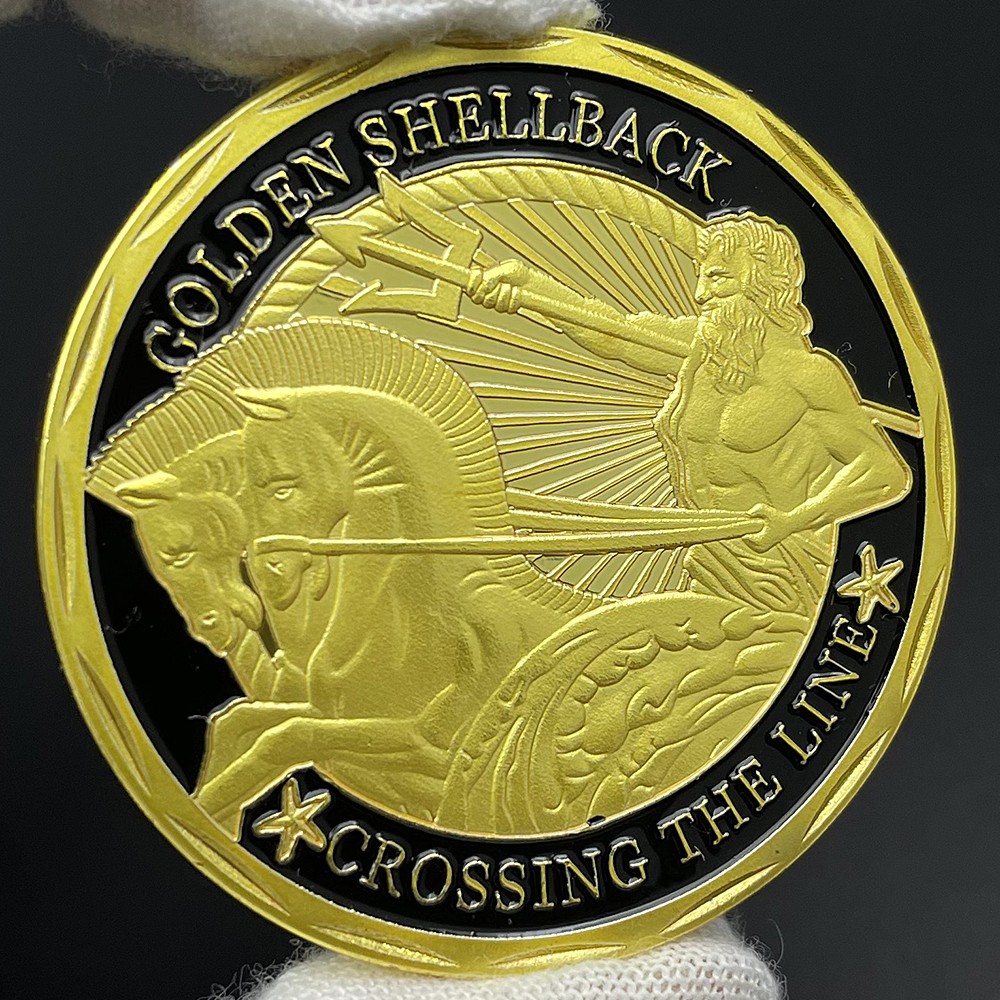US Navy Challenge Coin Golden Shellback Crossing The Line Commemorative Coin