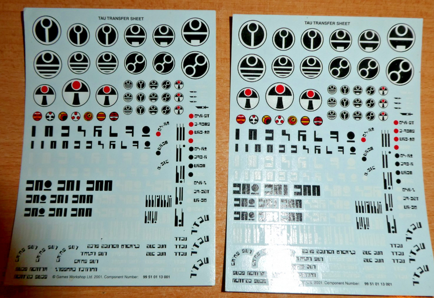 Games Workshop Warhammer 40k T'au Empire . Transfer Sheet Decals New  X2