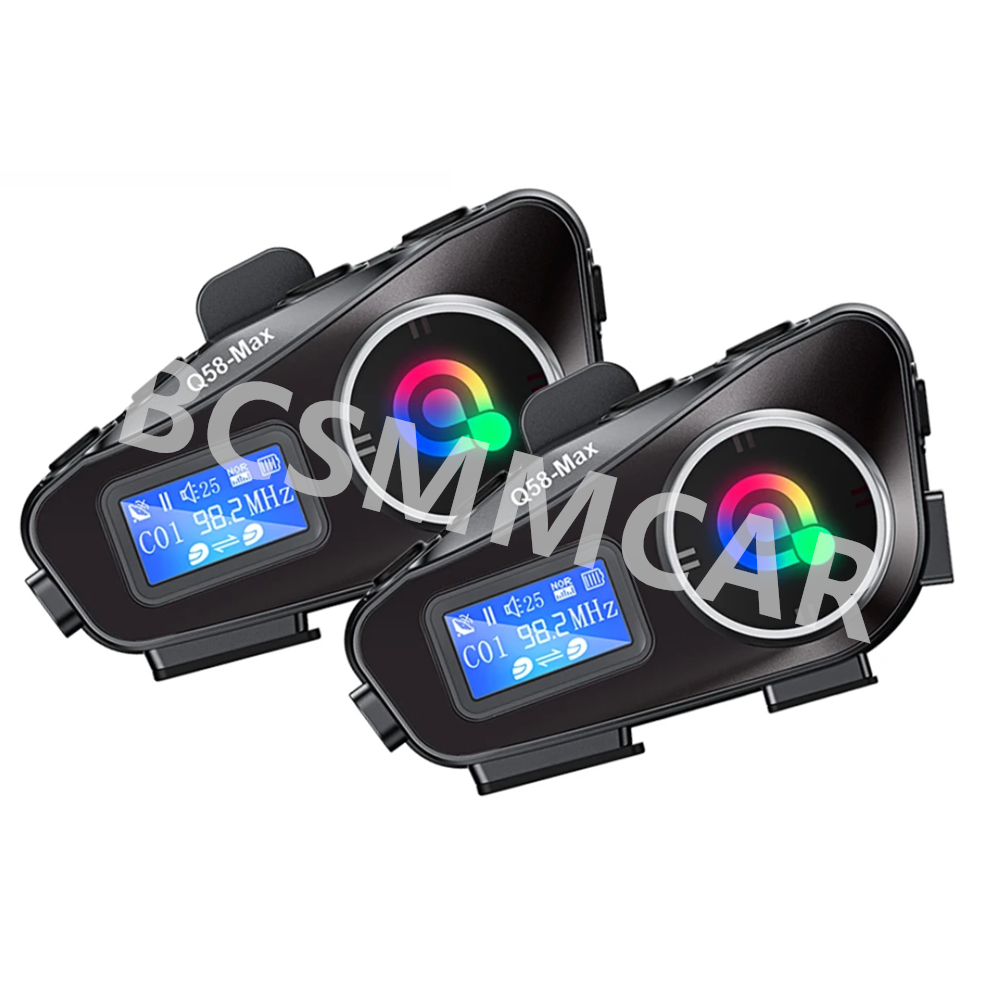 2X Motorcycle Intercom 500m 2 Riders Bluetooth Helmet Headset With Flashlight