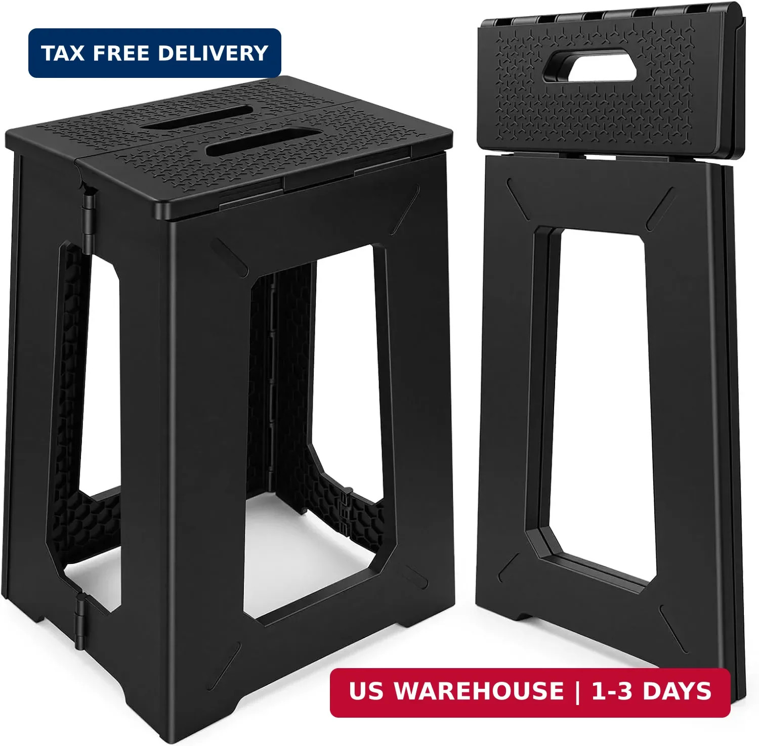 Foldable Stool Chair, 17.7" Tall Folding Seat for Adults up to 400 lb, Heavy-Dut