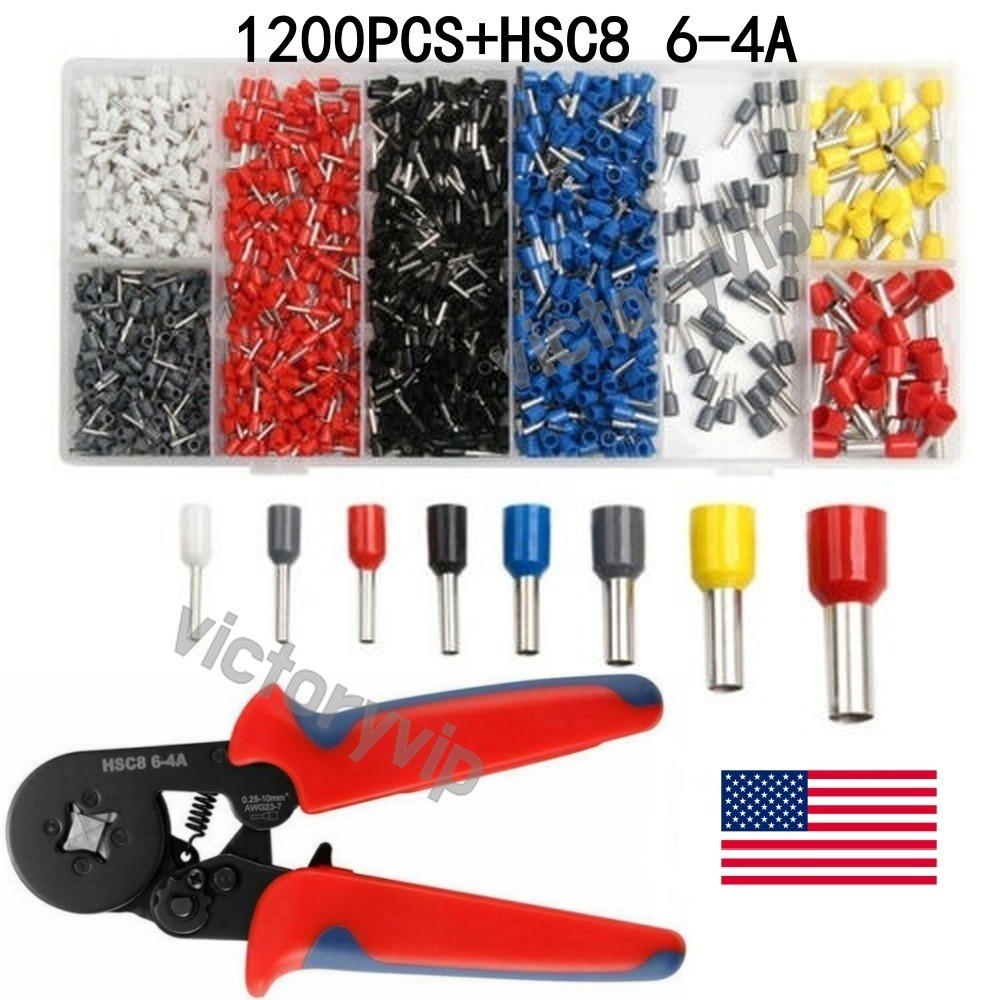 1200PCS Connectors Cord Wire Crimp Cable Pin End Bootlace Ferrule Terminals Kit