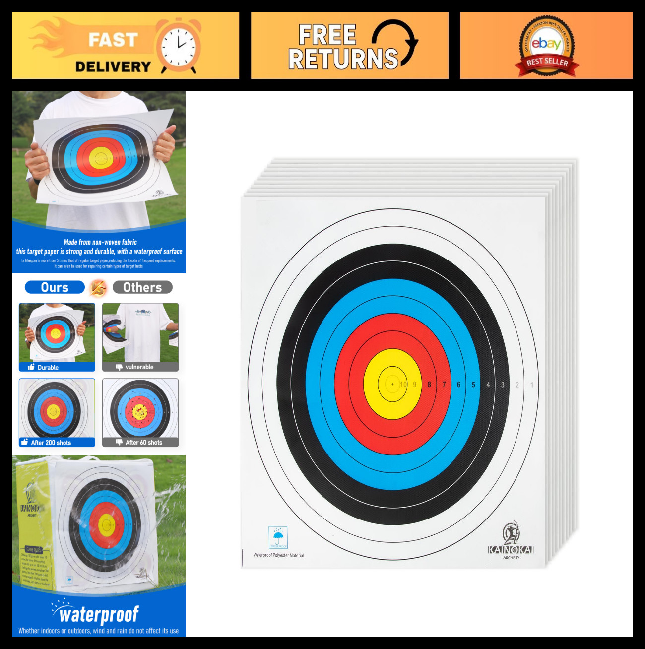 Archery Targets Paper for Compound Bow - 40cm/60cm/80cm Competitive Shooting